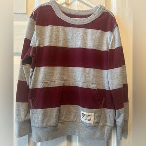 GAP Kids Crewneck Top - Maroon and Gray Stripes